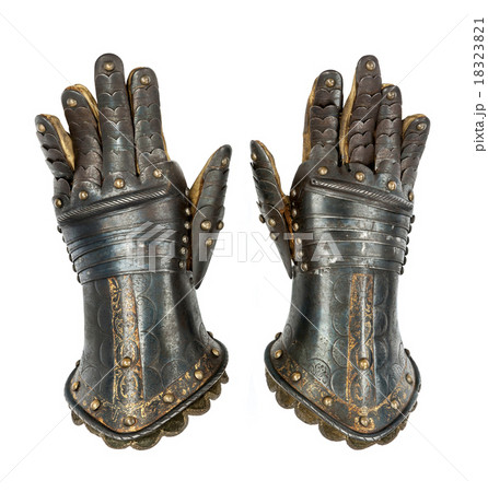 Knights gauntlets ancient medieval isolated Knights gauntlets ancient medieval isolated 18323821