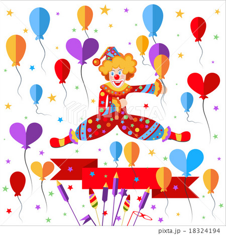 Clown, balloons, ribbon salute 18324194
