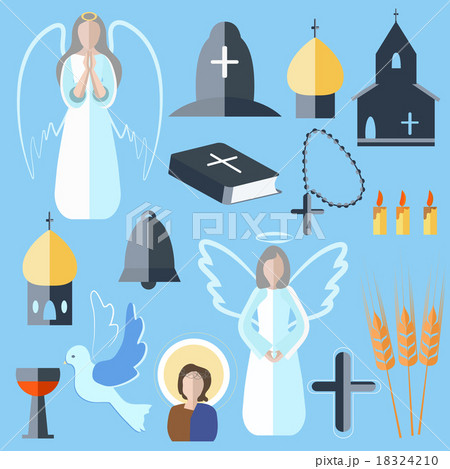 Set theme religion angel, bell, church, dove 18324210