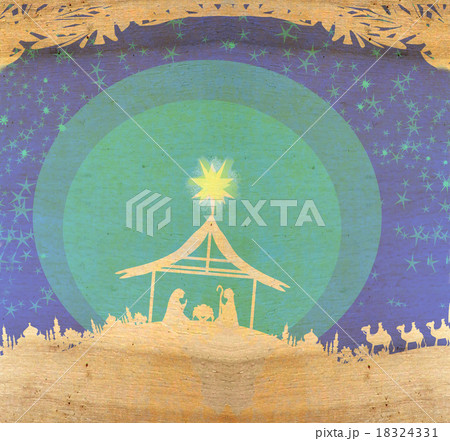 Biblical scene - birth of Jesus in Bethlehem. 18324331