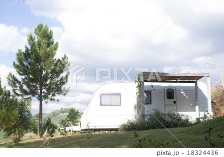 mobile home van car on camping site 18324436