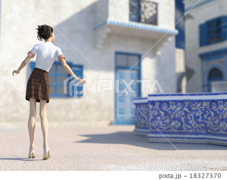 観光する女性　perming3DCGイラスト素材 18327370