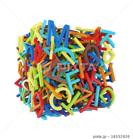Random multicolored letters forming a cube 18332926