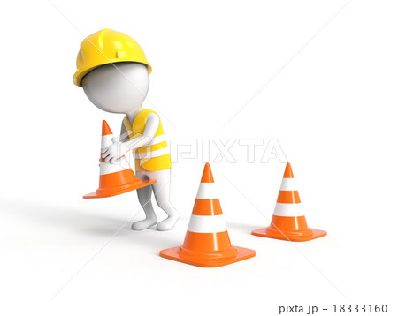 Worker with construction cones 18333160