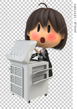 コピー機を使う赤面した女性スタッフ 18333963