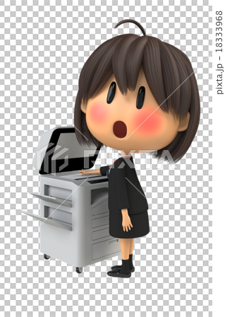 コピー機を使う赤面した女性スタッフ 18333968