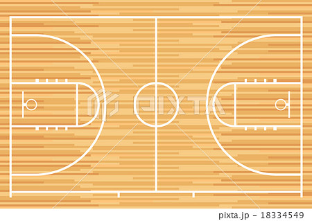 Basketball court with parquet wood board. Vector 18334549