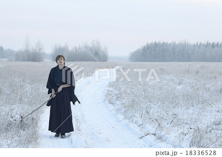 concept of the way Eastern philosophy, the monk samurai in winter field concept of the way Eastern philosophy, the monk samurai in winter field 18336528