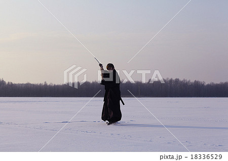 Japanese ninja winter portrait 18336529