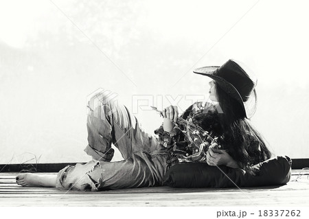 woman wild west white background woman wild west white background 18337262