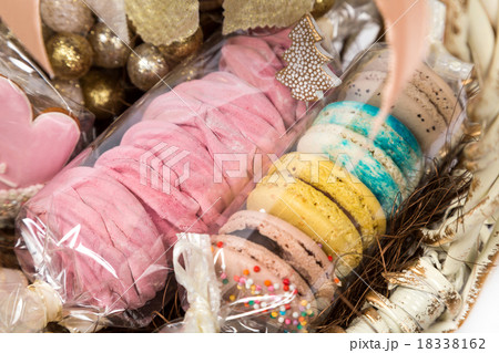 sweet christmas present in basket with pastry sweet christmas present in basket with pastry 18338162