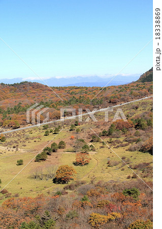 群馬県榛名山の直線峠道（スルス岩の上から） 18338869