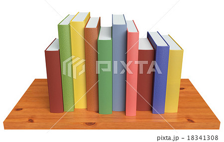 Wooden bookshelf with colored books 18341308