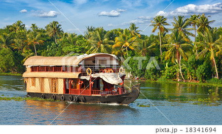 Houseboat on Kerala backwaters, India Houseboat on Kerala backwaters, India 18341694