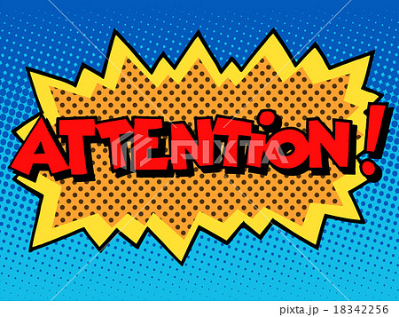 attention inscription comic book style 18342256