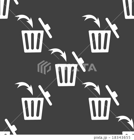 Trash bin web icon. flat design. Seamless gray pat Trash bin web icon. flat design. Seamless gray pat 18343655