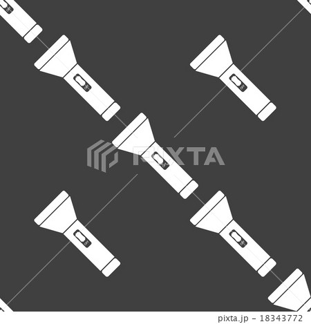 Flashlight web icon. flat design. Seamless gray pa Flashlight web icon. flat design. Seamless gray pa 18343772