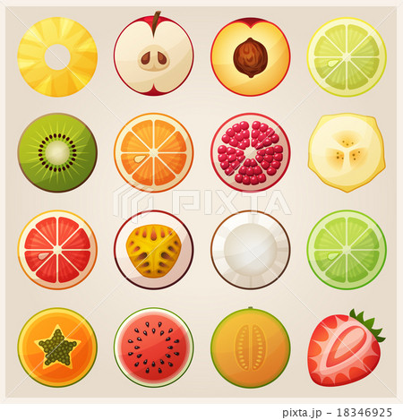 Set of fruit halves. Vector icons. 18346925