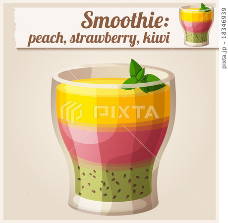 Peach, strawberry and kiwi smoothie in glass 18346939