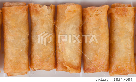 crispy spring rolls on white dish 18347084
