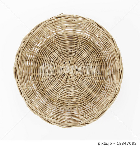 Brown wicker basket on white background, top view 18347085