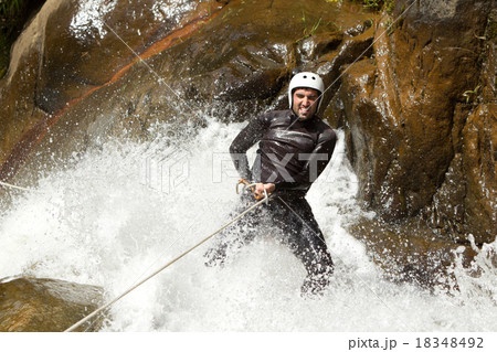 Waterfall Rappelling On Canyoning Adventure Waterfall Rappelling On Canyoning Adventure 18348492