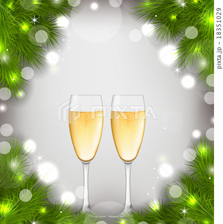 Merry Christmas Background with Glasses of Merry Christmas Background with Glasses of 18351029