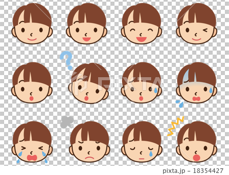 子供 男の子 顔アイコン 表情セットのイラスト素材