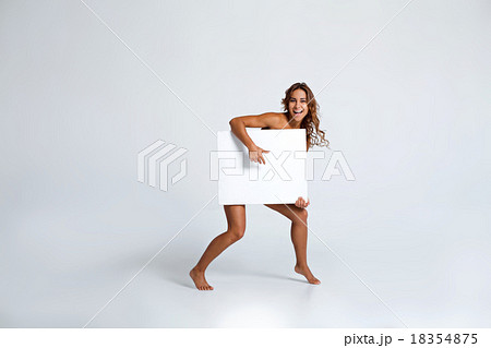 Creative concept for girl with blank paper 18354875