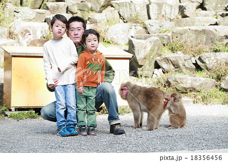 お猿の親子と人間の親子 18356456