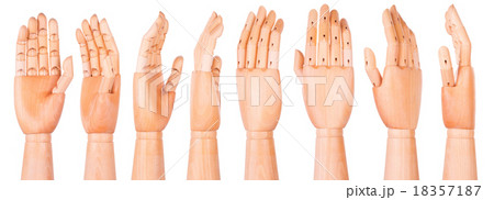 Wooden hand on a white background Wooden hand on a white background 18357187