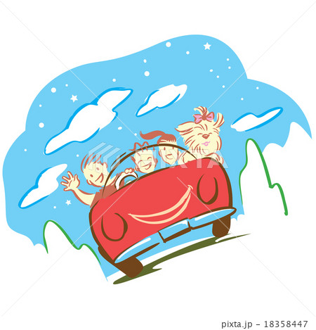 Family and dog travel with car in holiday 18358447