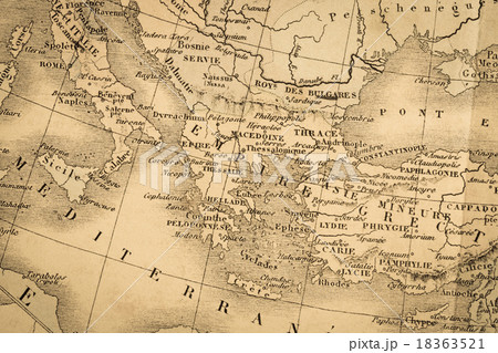 アンティークの世界地図　ギリシャ 18363521