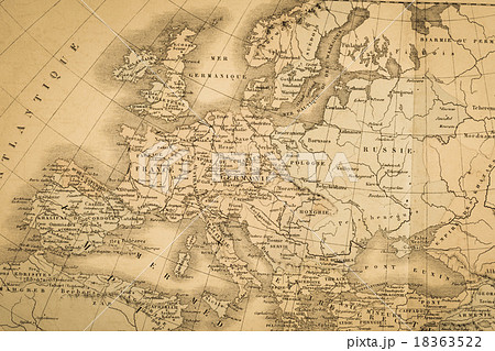 アンティークの世界地図 ヨーロッパ大陸の写真素材