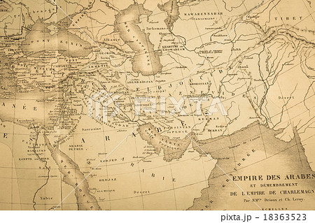 アンティークの世界地図 中東地域の写真素材