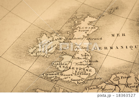 アンティークの世界地図 イギリスの写真素材