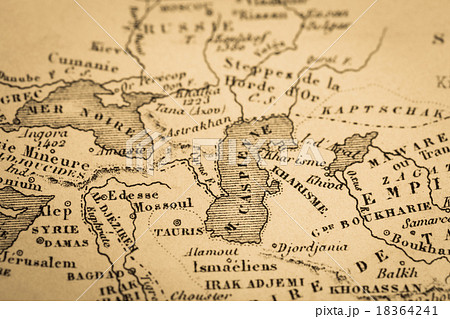 アンティークの世界地図 カスピ海の写真素材
