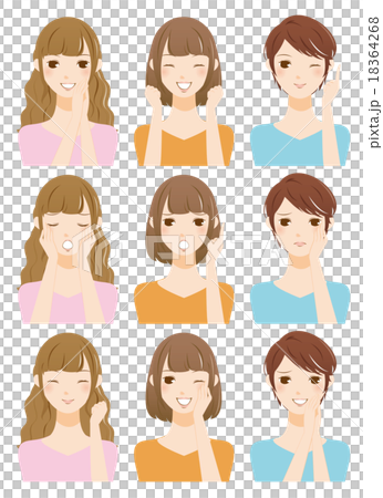 各種女性的面部表情 各種女性的面部表情 18364268