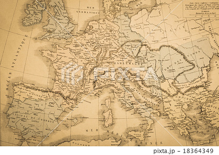 アンティークの世界地図 ヨーロッパの写真素材