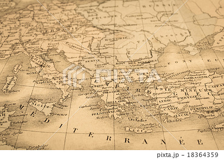 アンティークの世界地図 地中海沿岸の写真素材