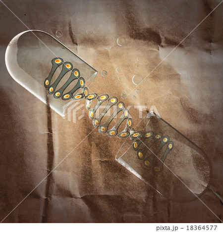 Transparent capsule painted on paper Transparent capsule painted on paper 18364577