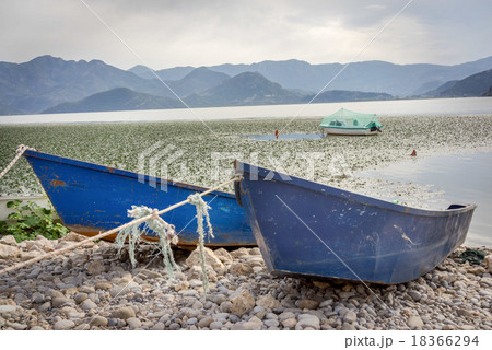 Two small wooden boats, Montenegro, Skadar Lake 18366294