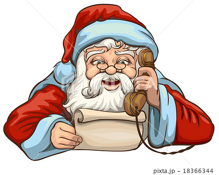 Santa reading letter and talking on phone 18366344