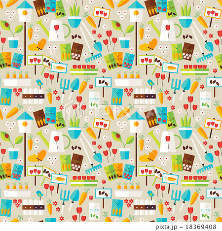 Flat Design Garden Nature Flower Seamless Pattern 18369408