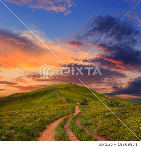Summer mountain landscape and beautiful sunset Summer mountain landscape and beautiful sunset 18369851