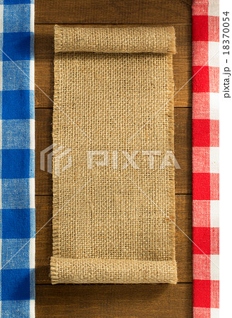 burlap hessian sacking on wooden 18370054