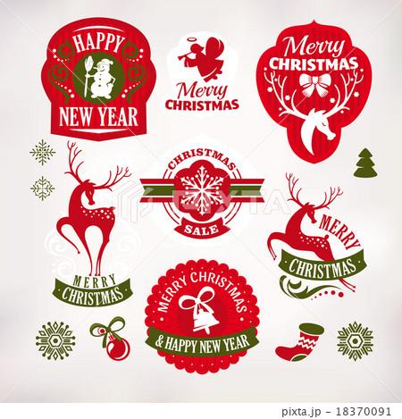 Christmas and New Year decoration labels 18370091