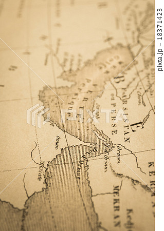 アンティークの世界地図 ペルシャ湾とホルムズ海峡の写真素材