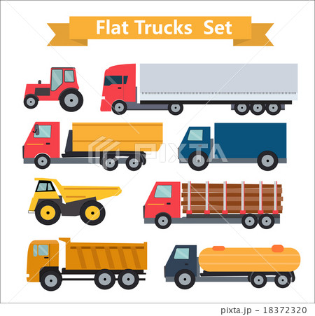 Flat Trucks Set Vector Illustration Flat Trucks Set Vector Illustration 18372320