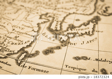 アンティークの世界地図 日本 の写真素材